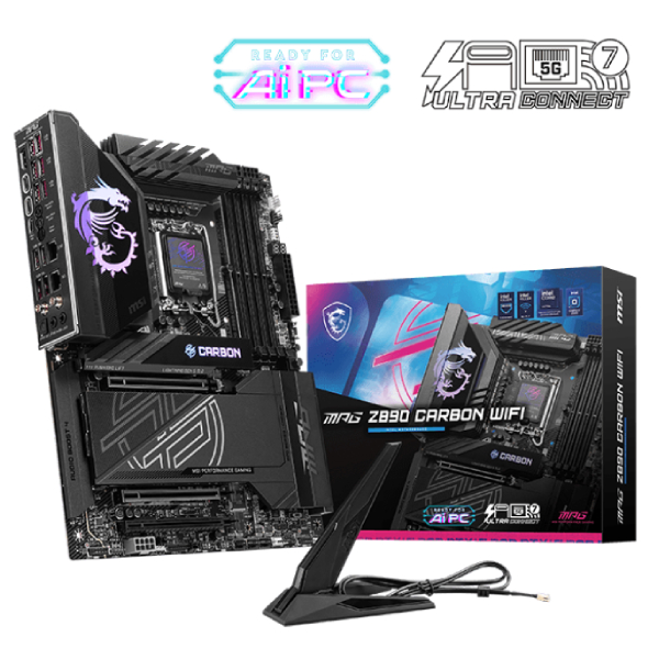  Z890 ATX Motherboard: 1851 Socket For Intel Core Ultra Processors<br>4x DDR5, 4x SATA 6Gb/s, PCIe 5.0, 1x M.2 Gen5 + 4x M.2 Gen4, Thunderbolt 4, 1x 2.5GbE + 1x 5GbE LAN, Wi-Fi 7 + Bluetooth 5.4, Realtek ALC1220P Audio, 2x Thunderbolt 4/HDMI  